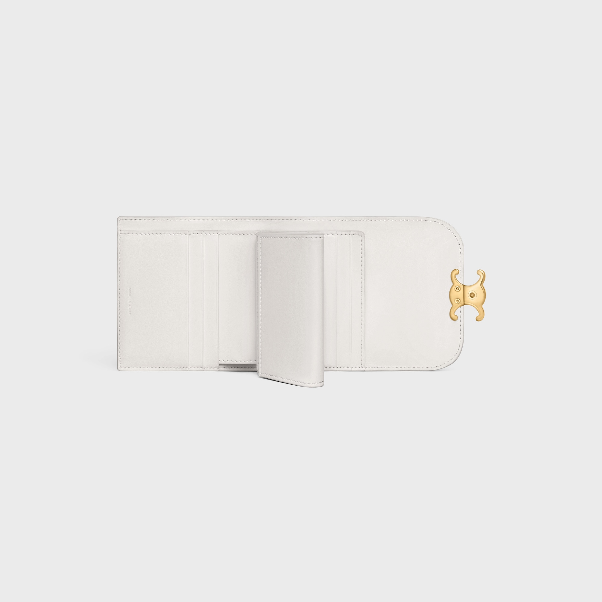 SMALL FLAP WALLER TRIOMPHE IN SHINY CALFSKIN WHITE - Image 4